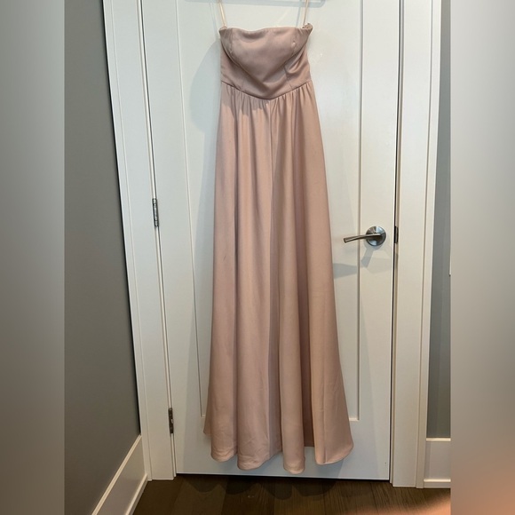 BHLDN Dresses & Skirts - Anthropologie BHLDN Elsie Straight-Neck Satin A-Line Gown